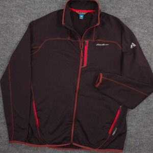 Eddie Bauer First Ascent FreeHeat Jacket Mens L Tall Dark Burgundy Grid Fleece